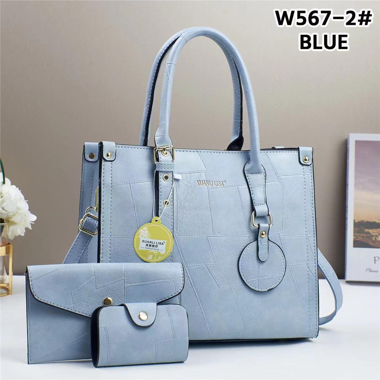 3-in-1 Women's Handbag Set - W567-2# White Elegant Tote with Clutch & Card Holder