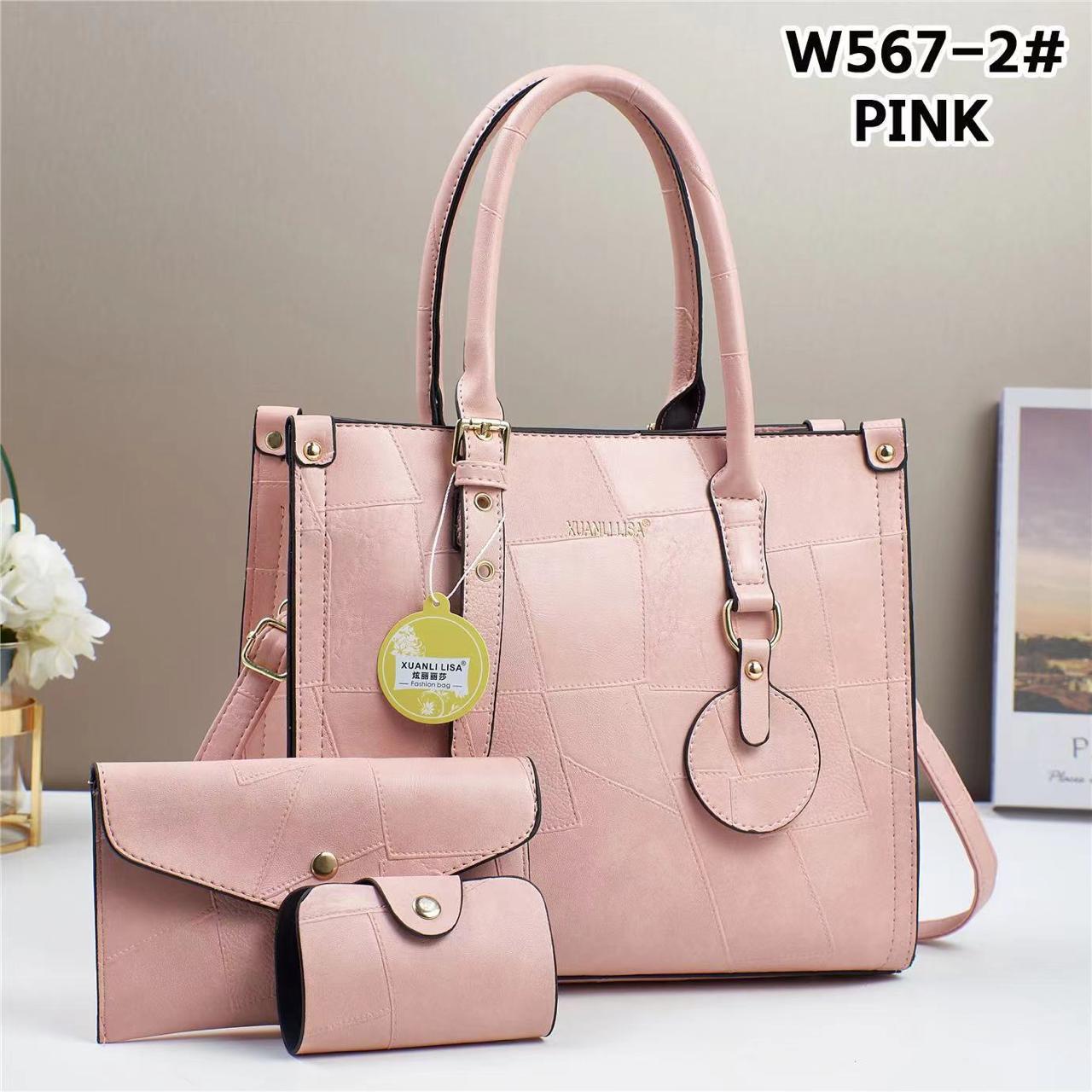 3-in-1 Women's Handbag Set - W567-2# White Elegant Tote with Clutch & Card Holder