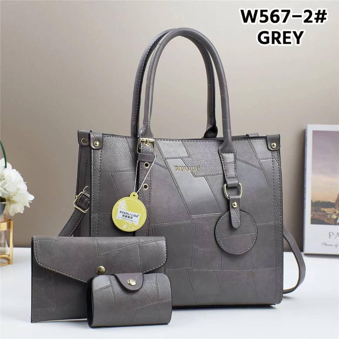 3-in-1 Women's Handbag Set - W567-2# White Elegant Tote with Clutch & Card Holder