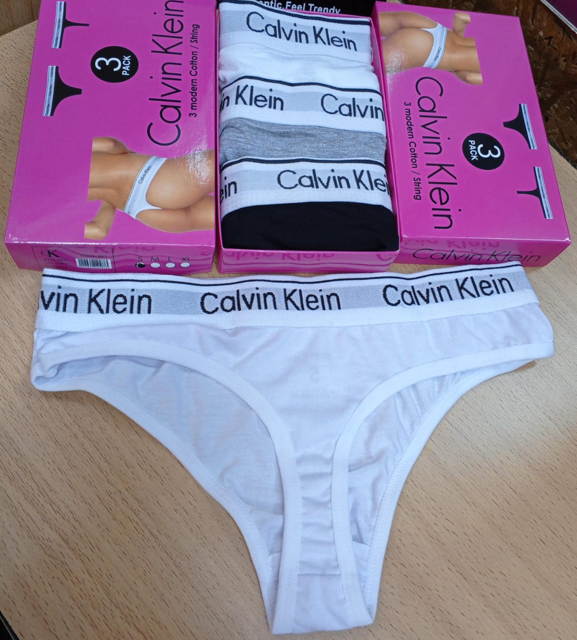 Calvin Klein 3-Piece Women's Underwear Set Seamless Thong Low Waist Panties - Sexy and Comfortable Ladies Briefs Lingerie