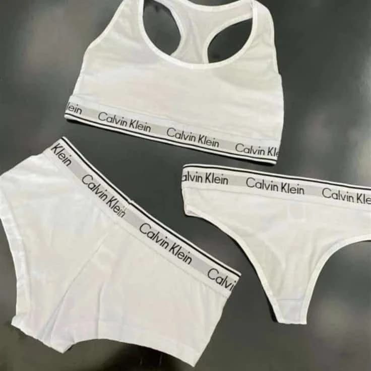 Calvin Klein 3-Piece Women's Underwear Set; Seamless Thong, Hotpant and Sportsbra - Sexy and Comfortable Ladies Briefs Lingerie
