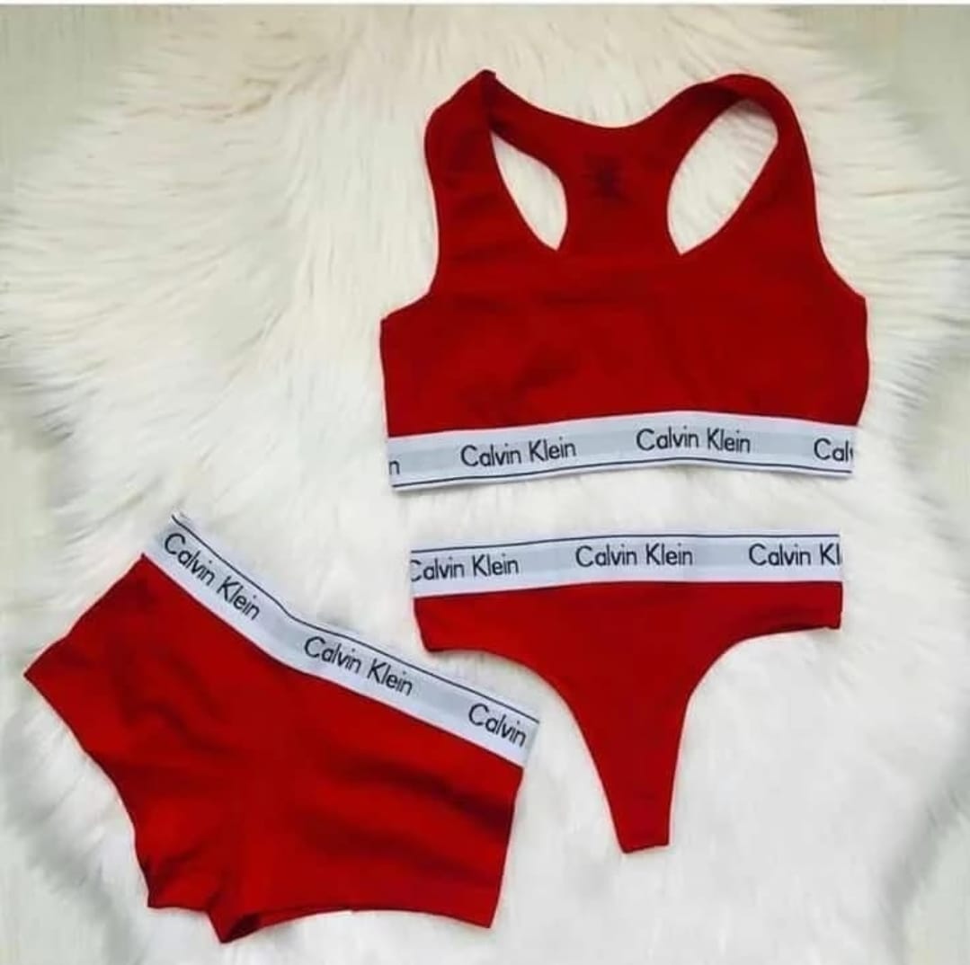 Calvin Klein 3-Piece Women's Underwear Set; Seamless Thong, Hotpant and Sportsbra - Sexy and Comfortable Ladies Briefs Lingerie