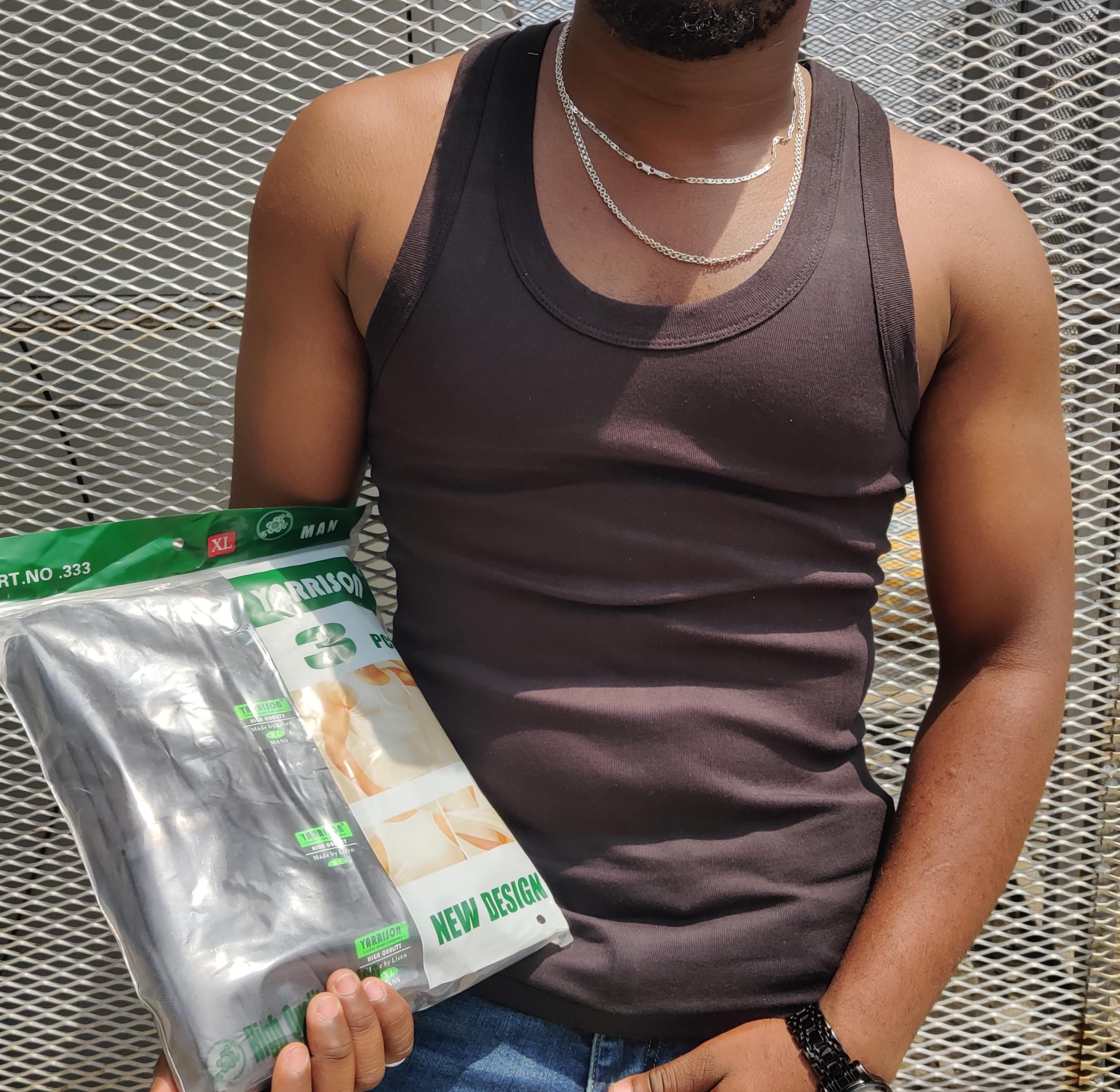 Best Quality Yarisson 100% Cotton Mens Fitted Vest (3Pcs) - black,