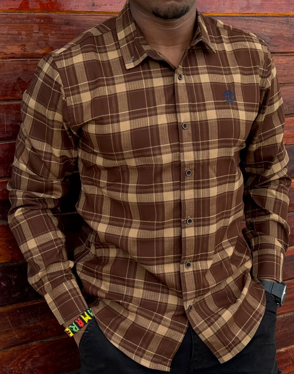 Urbano Fashion Men Black Cotton Slim Fit Casual Checks Shirt