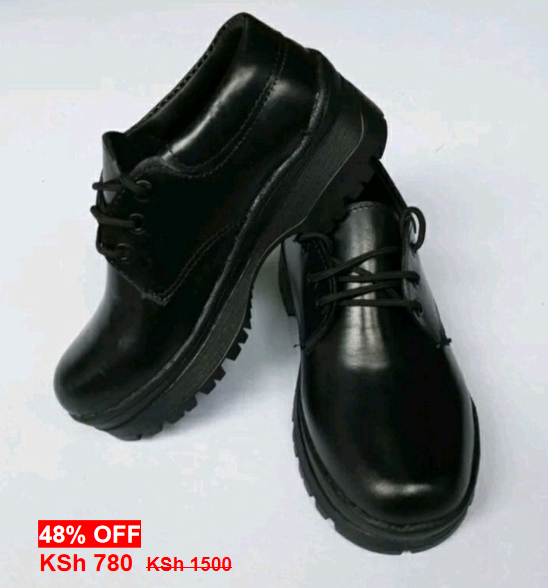 OFFER OFFER! UNISEX GENUINE LEATHER SCHOOL SHOES FOR BOYS & GIRLS, LIGHTWEIGHT, DURABLE, COMFORTABLE ALL-DAY, SOLID BLACK, TOUGHEES STYLE, PERFECT FOR SCHOOL, CASUAL, SPRING & AUTUMN WEAR