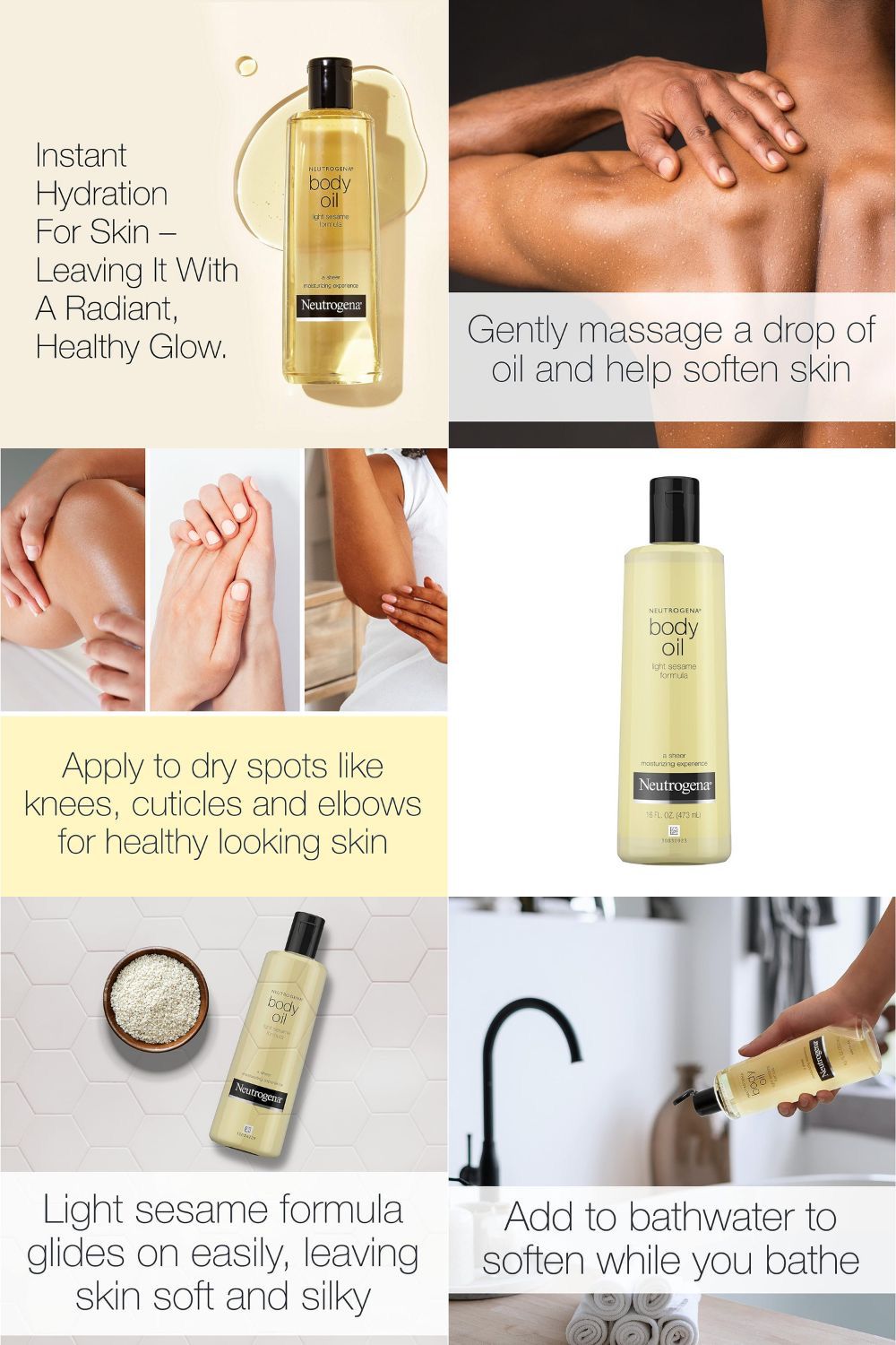 Neutrogena NEW Lightweight Glow Body Oil Light Sesame Formula Sensual Moisturizer Dry Skin 8.5 Oz Body Oil Blend
