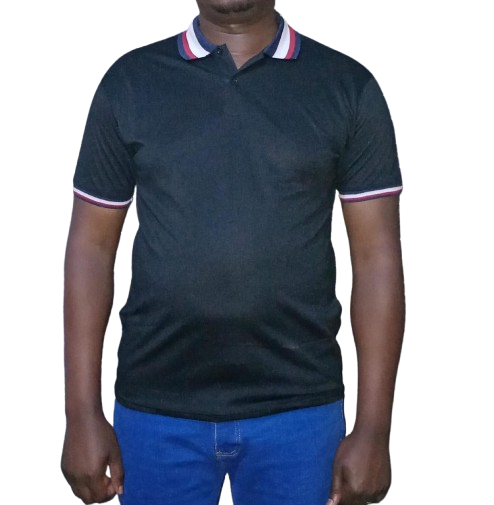 Men's Polo T-shirts. Cotton T-shirt. (Colors: Black & White). Men's White/ Black T-shirts.