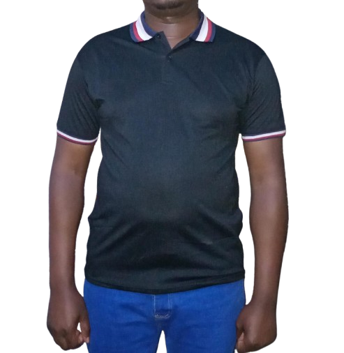 Men's Polo T-shirts. Cotton T-shirt. (Colors: Black & White). Men's White/ Black T-shirts.