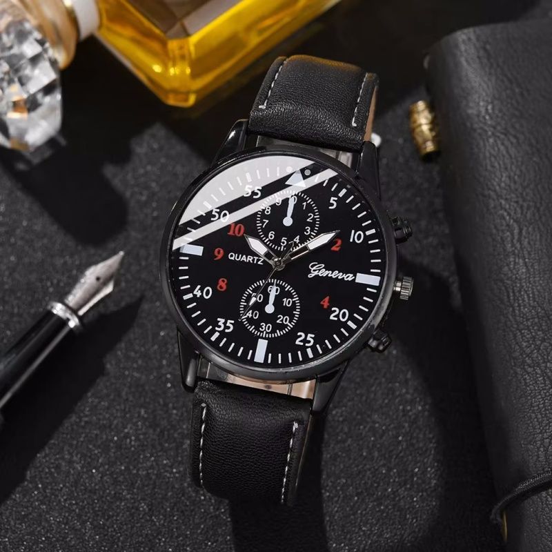 3 PCS Set Men's Set Of  Watches Belts Wallets Sunglasses  Exquisite Gifts 3Pcs Men's Quartz Watch And Wallet