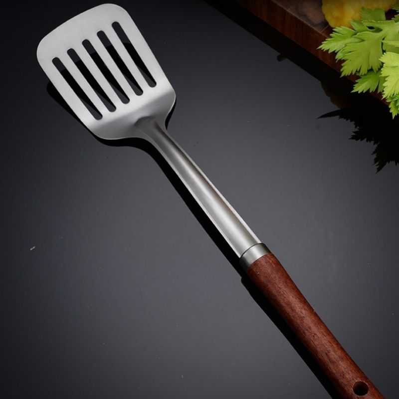 4PCS/Set Premium Kitchen Thickened Stainless Steel Cooking Utensils with Wooden Handle Spatulas Spoon Frying Shovel Colanders Cookware Kitchen Utensils Gadgets Cooking Kitchen Tools