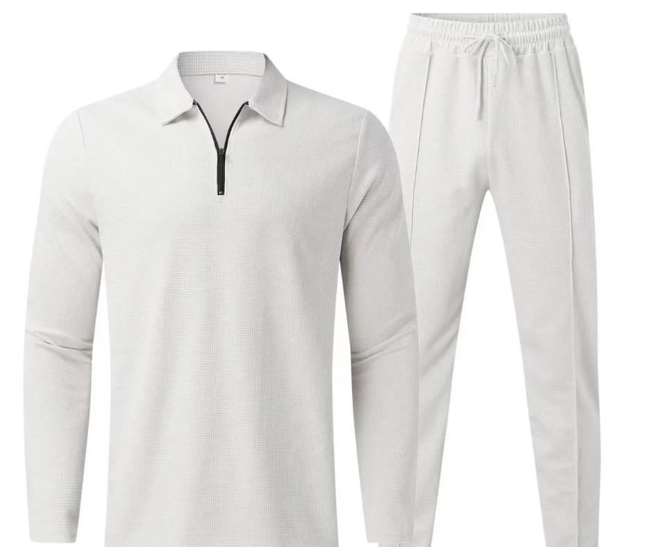 Fall men's fashionable long-sleeved jogging suit casual clothing set sportswear solid-color men's two-piece set
