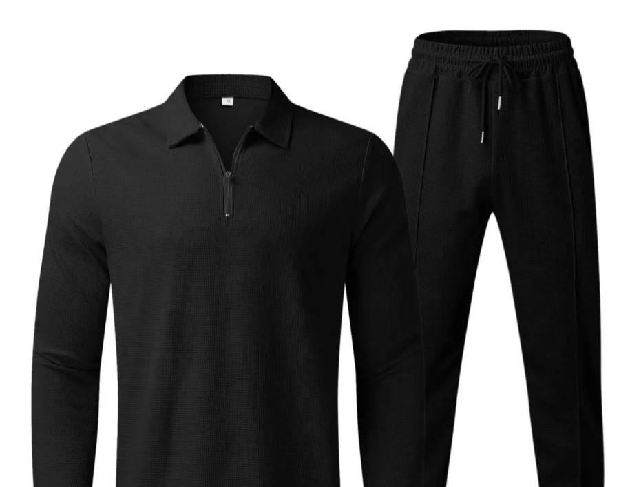 Fall men's fashionable long-sleeved jogging suit casual clothing set sportswear solid-color men's two-piece set
