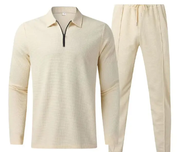 Fall men's fashionable long-sleeved jogging suit casual clothing set sportswear solid-color men's two-piece set