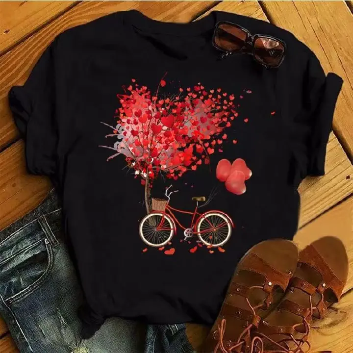Fashion Red Poppy Women T Shirt Funny Printed Tops Tee Female Short Sleeve Tshirt Harajuku Tee Shirts Cartoon Casual Top