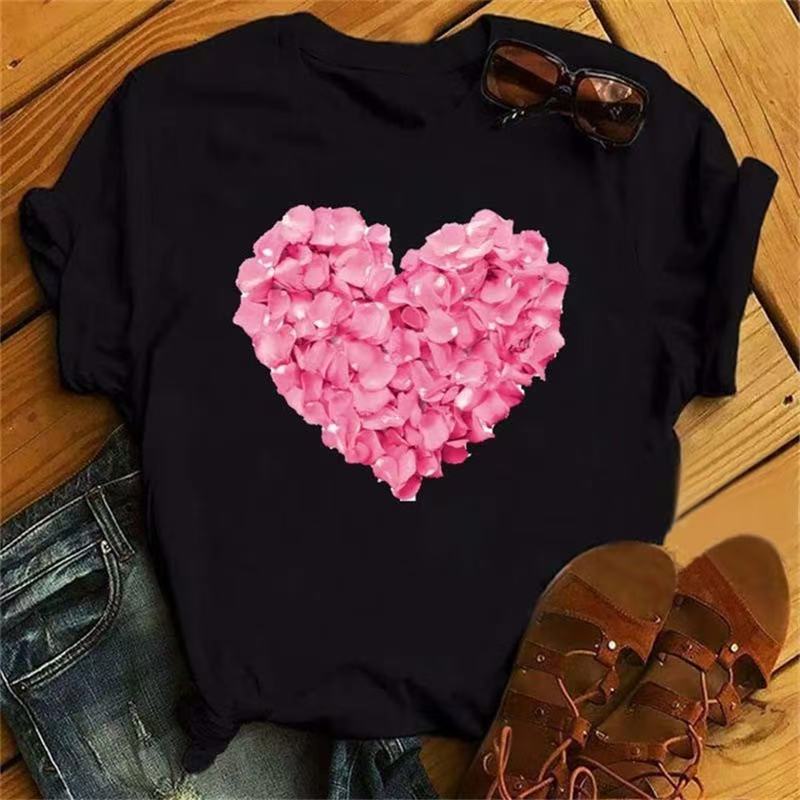 Fashion Red Poppy Women T Shirt Funny Printed Tops Tee Female Short Sleeve Tshirt Harajuku Tee Shirts Cartoon Casual Top