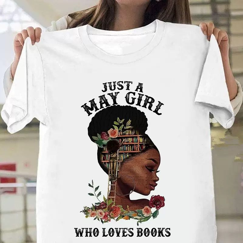 White Printed Short Sleeve T-Shirt For  Girl Floral Patchwork Crew Neck Top Women's Fashion Cross-Border