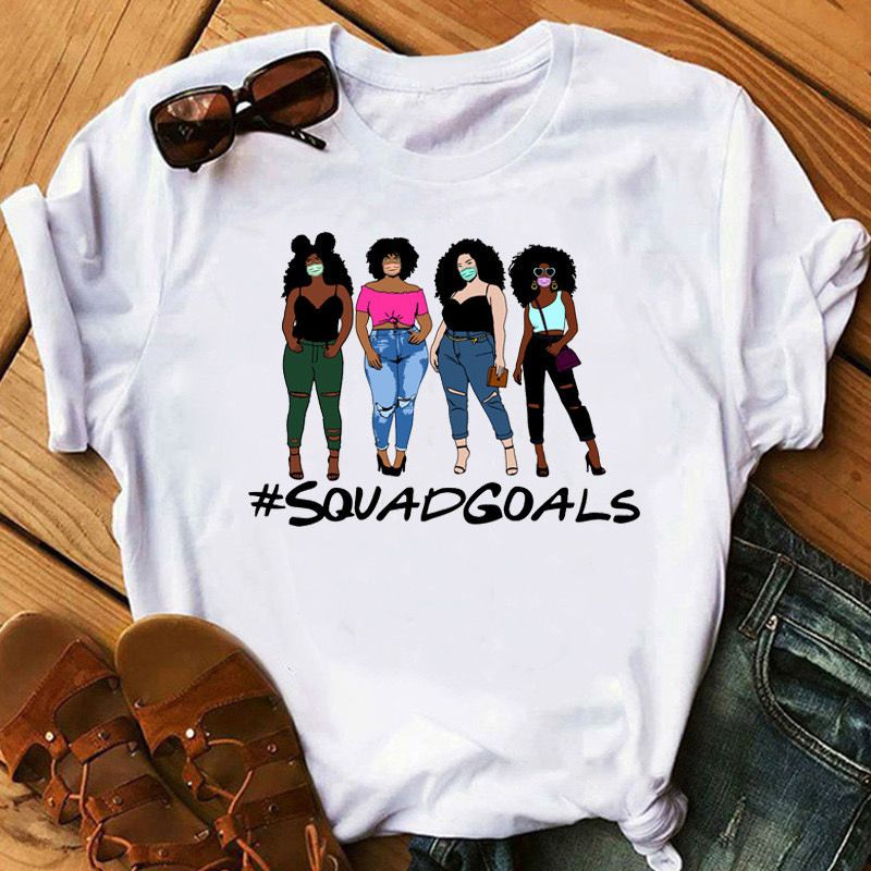 White Printed Short Sleeve T-Shirt For  Girl Floral Patchwork Crew Neck Top Women's Fashion Cross-Border