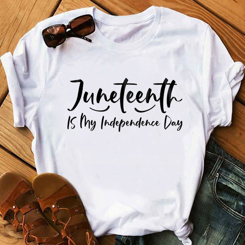 White Printed Short Sleeve T-Shirt For  Girl Floral Patchwork Crew Neck Top Women's Fashion Cross-Border