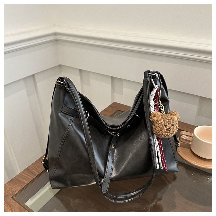 Ladies' Fashion Leather Bag, PU Leather Women's Crossbody Shoulder Strap Designer Handbag, Vintage Meilade Large-capacity Tote Bag, Ladies' Casual Versatile Commuting Single-shoulder and Crossbody Bag