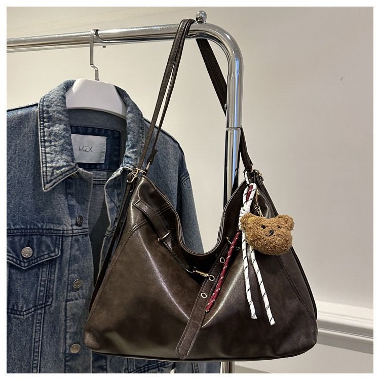 Ladies' Fashion Leather Bag, PU Leather Women's Crossbody Shoulder Strap Designer Handbag, Vintage Meilade Large-capacity Tote Bag, Ladies' Casual Versatile Commuting Single-shoulder and Crossbody Bag