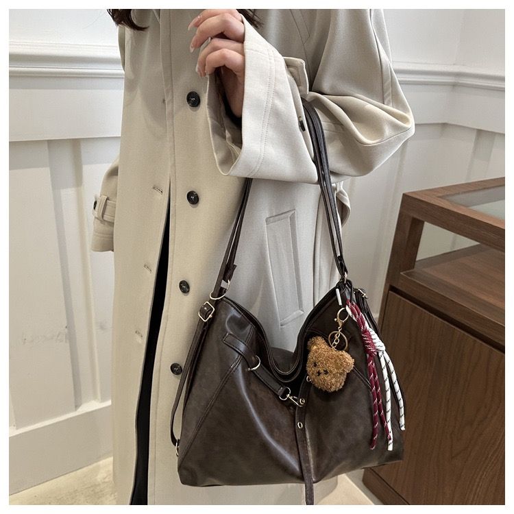 Ladies' Fashion Leather Bag, PU Leather Women's Crossbody Shoulder Strap Designer Handbag, Vintage Meilade Large-capacity Tote Bag, Ladies' Casual Versatile Commuting Single-shoulder and Crossbody Bag