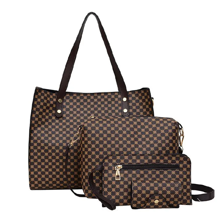 2025 New Style Women's Fashion Handbag Four-Piece Set, Mother-Child Bag, Printed Shoulder Bag, Crossbody Bag, Clutch Bag, Card Holder, First-Class Service