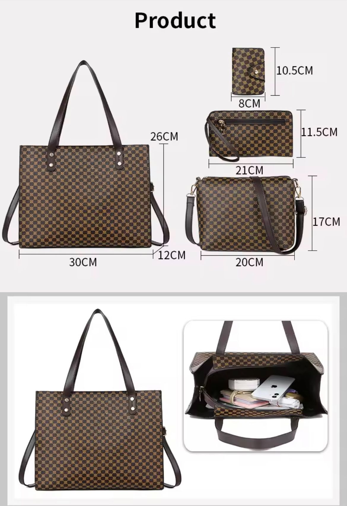 2025 New Style Women's Fashion Handbag Four-Piece Set, Mother-Child Bag, Printed Shoulder Bag, Crossbody Bag, Clutch Bag, Card Holder, First-Class Service