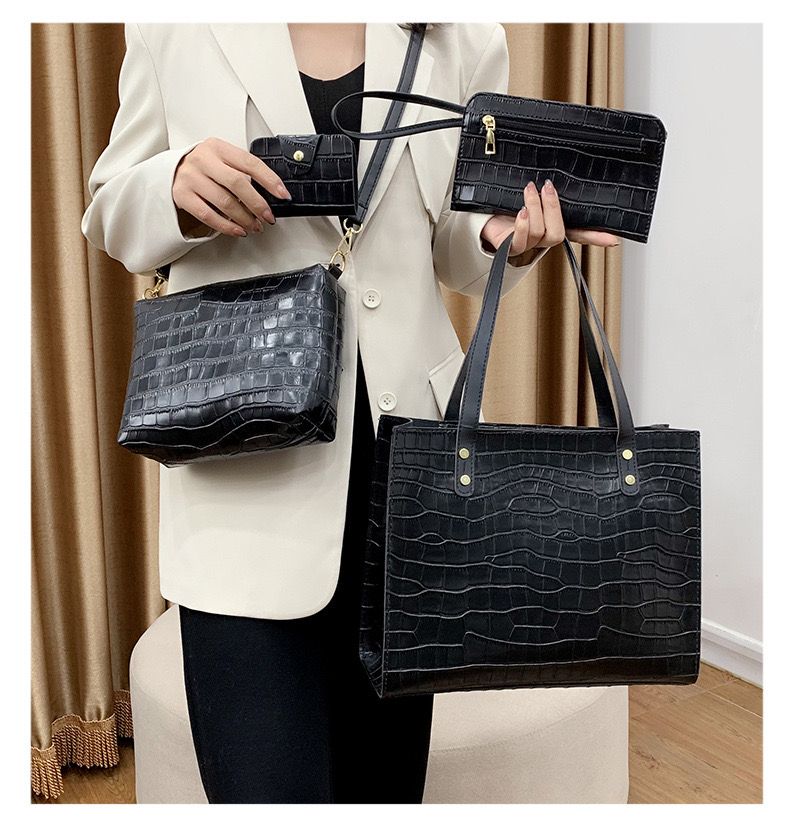 2025 New Style Women's Fashion Handbag Four-Piece Set, Mother-Child Bag, Printed Shoulder Bag, Crossbody Bag, Clutch Bag, Card Holder, First-Class Service