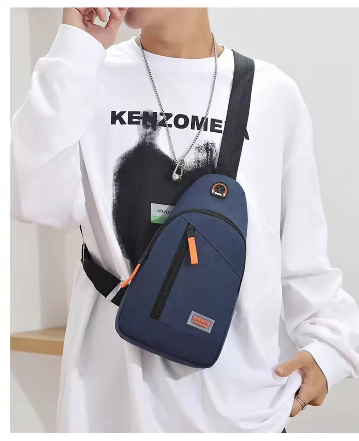 Korean-style Chest Bag for Men, Waterproof Oxford Cloth Single-shoulder Crossbody Bag, Outdoor Leisure Sports Cycling Chest Bag, Casual Small Backpack