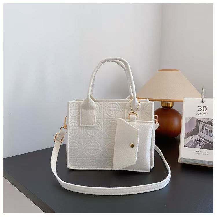 Fashionable Embossed Two-Piece Crossbody Set, Printed Felt Solid Color Casual Ladies' Crossbody/Shoulder Bag Set with Handbag and Wallet. Service First, Quality First.