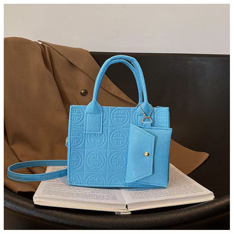 Fashionable Embossed Two-Piece Crossbody Set, Printed Felt Solid Color Casual Ladies' Crossbody/Shoulder Bag Set with Handbag and Wallet. Service First, Quality First.