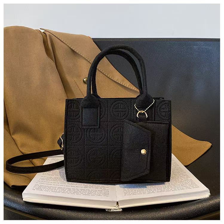 Fashionable Embossed Two-Piece Crossbody Set, Printed Felt Solid Color Casual Ladies' Crossbody/Shoulder Bag Set with Handbag and Wallet. Service First, Quality First.