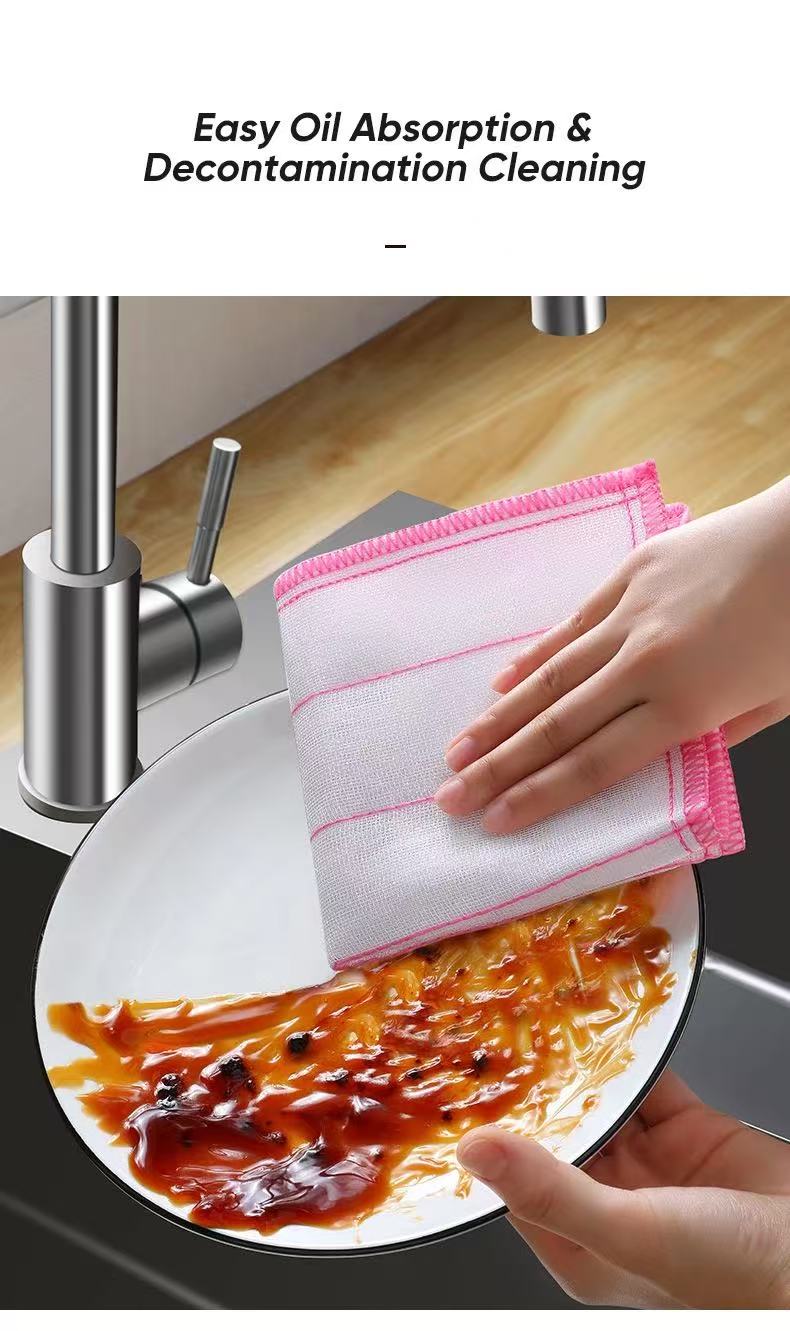 30×30 Thickened 8 - Layers, 10 Pieces, Dishcloth Thickened Scouring Pad Dishcloth Dry And Wet Cleaning Towel Kitchen Cleaning Rag Dish Towel
