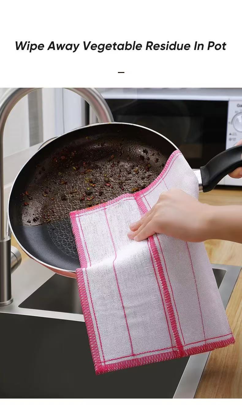 30×30 Thickened 8 - Layers, 10 Pieces, Dishcloth Thickened Scouring Pad Dishcloth Dry And Wet Cleaning Towel Kitchen Cleaning Rag Dish Towel