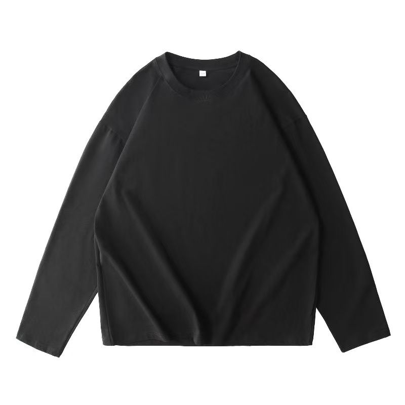 230g Heavyweight Men's Crew Neck Spring And Autumn Solid Color Pure Cotton Top Loose Casual Base Layer Long Sleeve T-Shirt