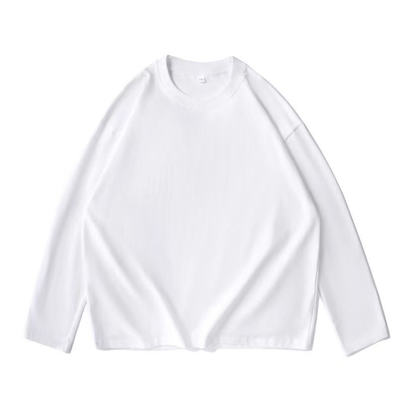 230g Heavyweight Men's Crew Neck Spring And Autumn Solid Color Pure Cotton Top Loose Casual Base Layer Long Sleeve T-Shirt