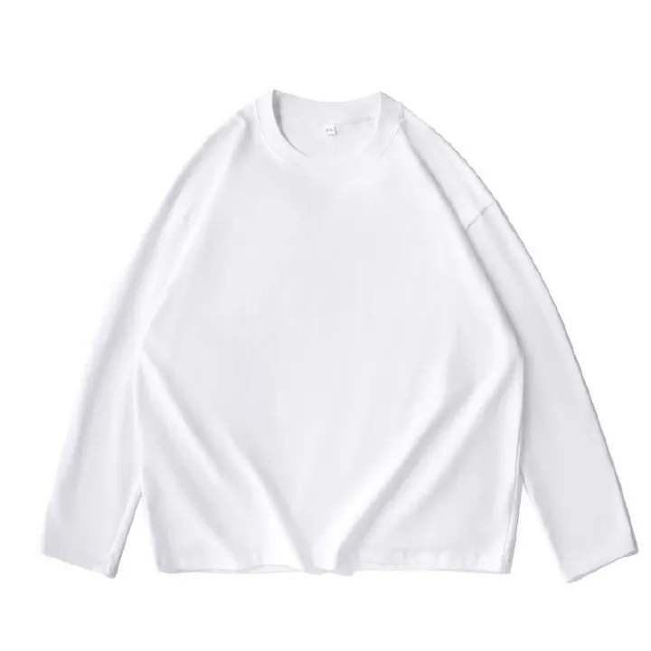 230g Heavyweight Men's Crew Neck Spring And Autumn Solid Color Pure Cotton Top Loose Casual Base Layer Long Sleeve T-Shirt