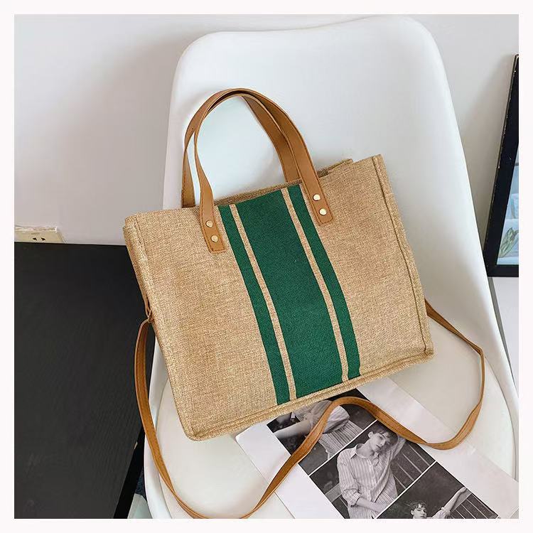 Wholesale Korean-Style Ladies' Handheld Briefcases ZxxB Portable Business Commuting Striped Minimalist Square Canvas Large Bags