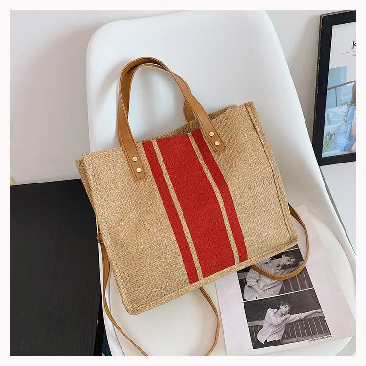 Wholesale Korean-Style Ladies' Handheld Briefcases ZxxB Portable Business Commuting Striped Minimalist Square Canvas Large Bags
