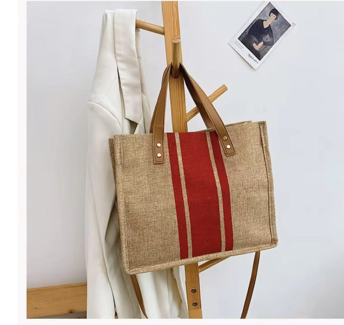 Wholesale Korean-Style Ladies' Handheld Briefcases ZxxB Portable Business Commuting Striped Minimalist Square Canvas Large Bags