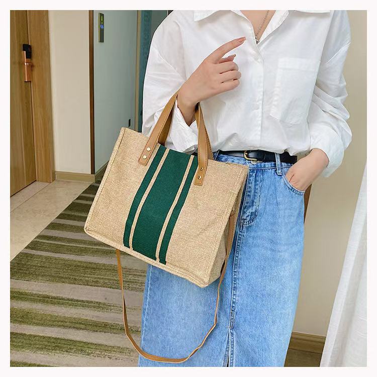 Wholesale Korean-Style Ladies' Handheld Briefcases ZxxB Portable Business Commuting Striped Minimalist Square Canvas Large Bags