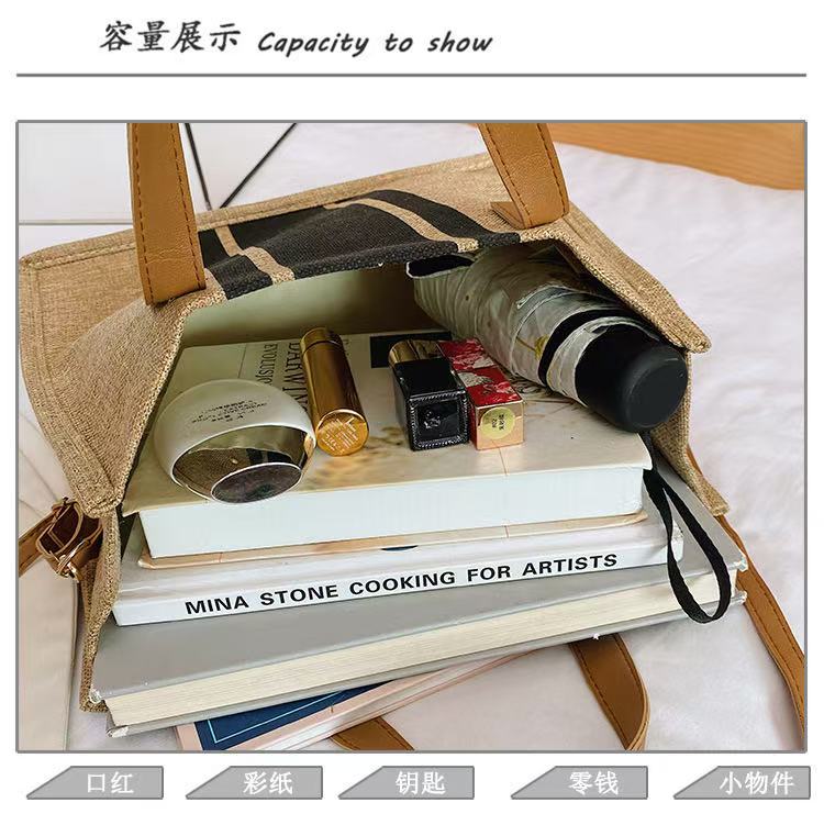 Wholesale Korean-Style Ladies' Handheld Briefcases ZxxB Portable Business Commuting Striped Minimalist Square Canvas Large Bags