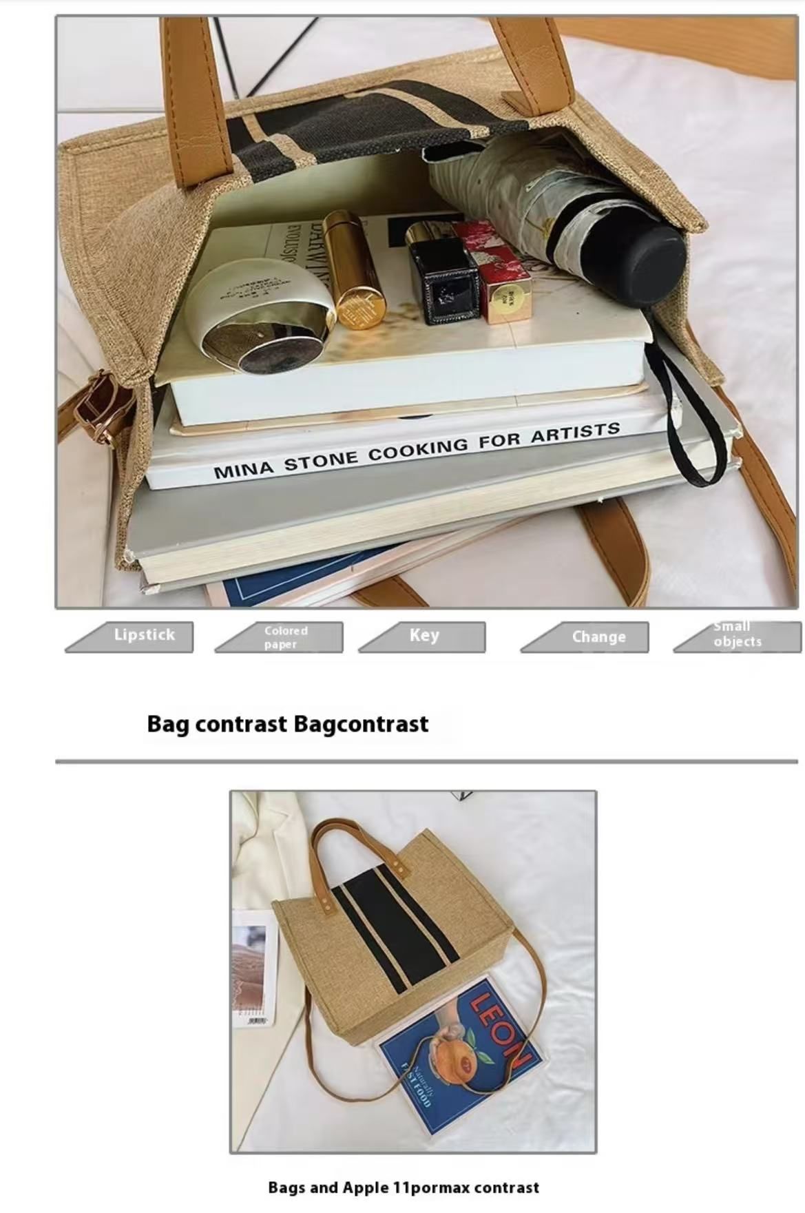 Wholesale Korean-Style Ladies' Handheld Briefcases ZxxB Portable Business Commuting Striped Minimalist Square Canvas Large Bags