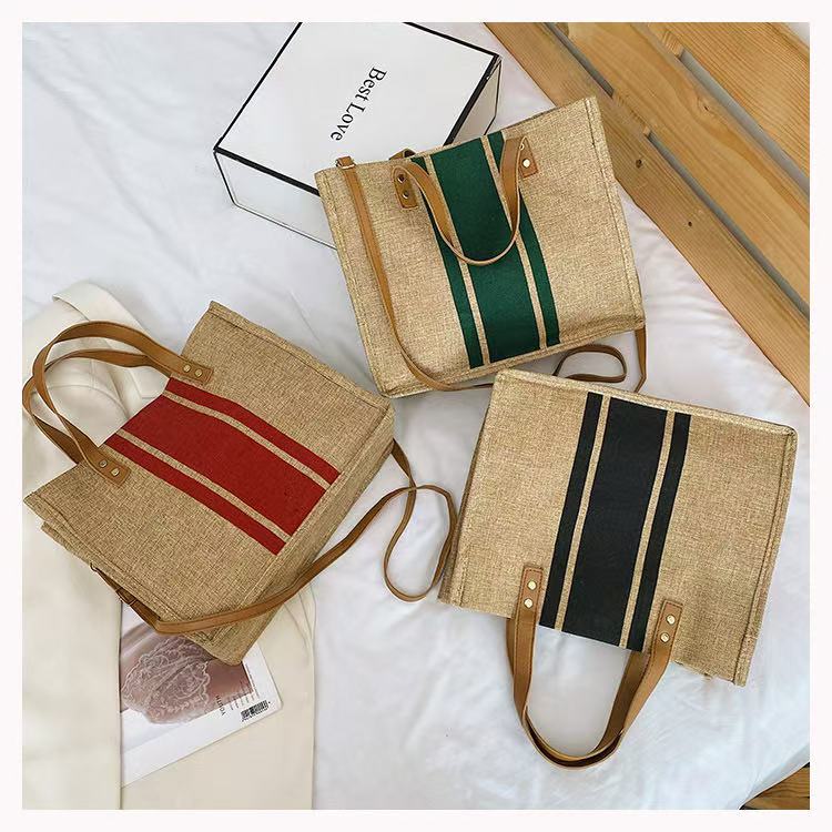 Wholesale Korean-Style Ladies' Handheld Briefcases ZxxB Portable Business Commuting Striped Minimalist Square Canvas Large Bags