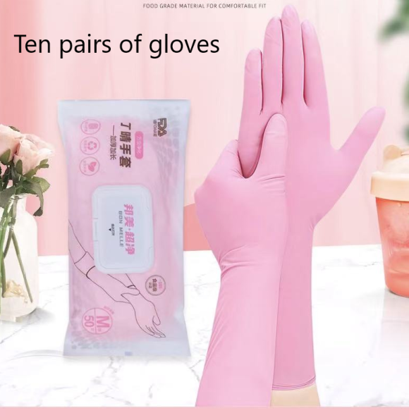 Newly designed textured fingertip disposable nitrile hand gloves - kitchen cleaning tools - rubber gloves - household cleaning - washing household tableware - waterproof gloves - anti-slip silicone sp