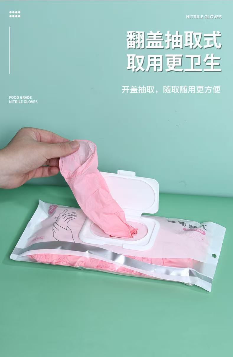 Newly designed textured fingertip disposable nitrile hand gloves - kitchen cleaning tools - rubber gloves - household cleaning - washing household tableware - waterproof gloves - anti-slip silicone sp