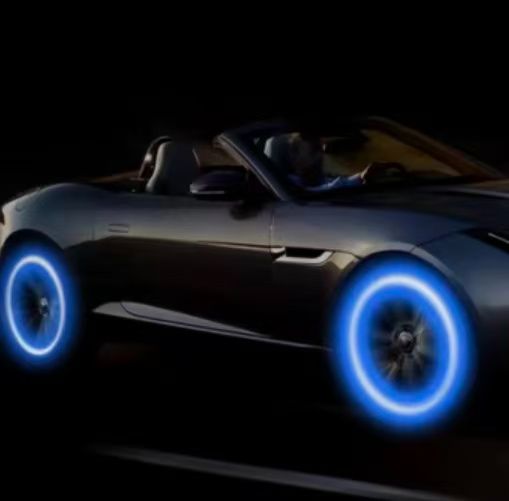 4 Pieces of Luminous Car Tire Night - Glowing Valve Caps, Universal for Electric Vehicles and Bicycles, Super Bright Type Luminous Valve Core Covers
