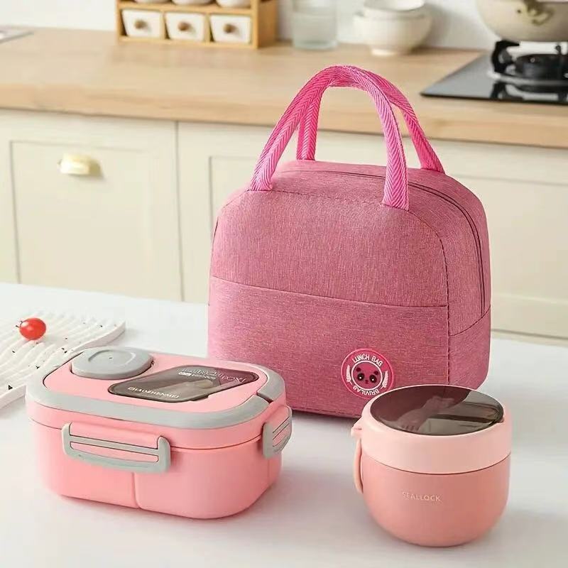 3pcs Lunch Bento Box Set Portable Leak Proof Storage Box With Lid Thermal Bag Reusable Insulated Food Containers for Office Lunch Kids Back To School