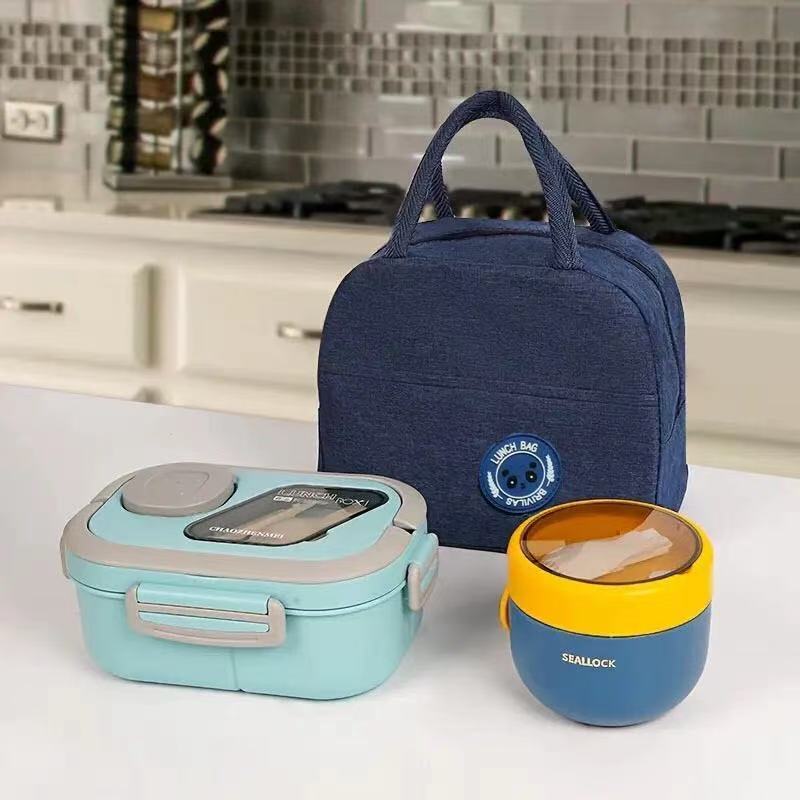 3pcs Lunch Bento Box Set Portable Leak Proof Storage Box With Lid Thermal Bag Reusable Insulated Food Containers for Office Lunch Kids Back To School