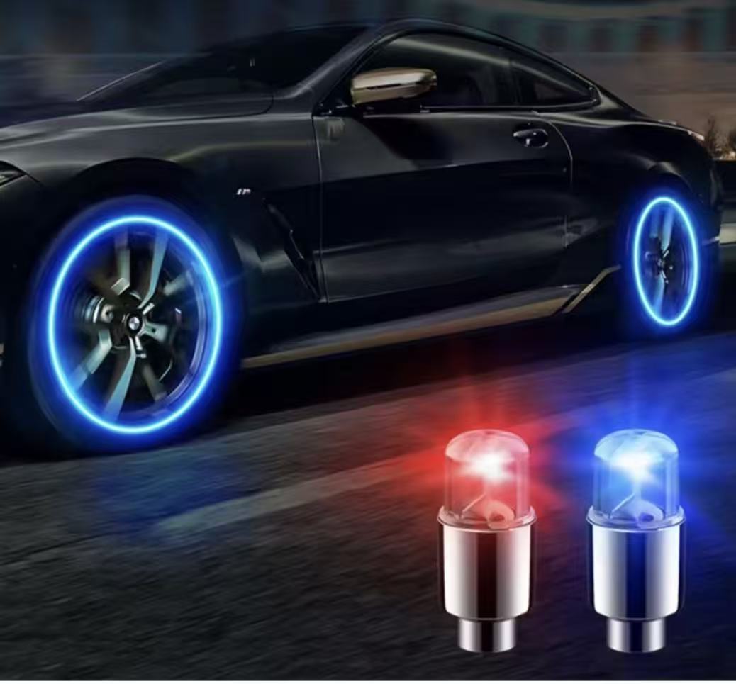 4 Pieces of Luminous Car Tire Night - Glowing Valve Caps, Universal for Electric Vehicles and Bicycles, Super Bright Type Luminous Valve Core Covers